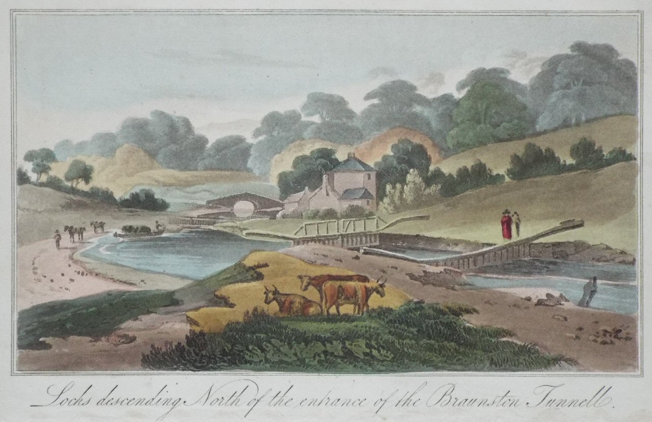 Aquatint - Locks descending North of the entrance of the Braunston Tunnell. - Hassell
